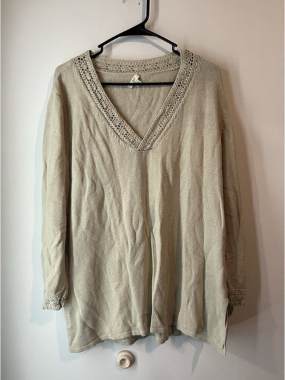 J Jill Tunic Sweater Linen Blend 3/4 Sleeve Size‎ XL Beige Textured